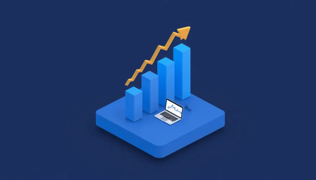 3D analytics chart showing SEO traffic growth — what a real SEO agency delivers